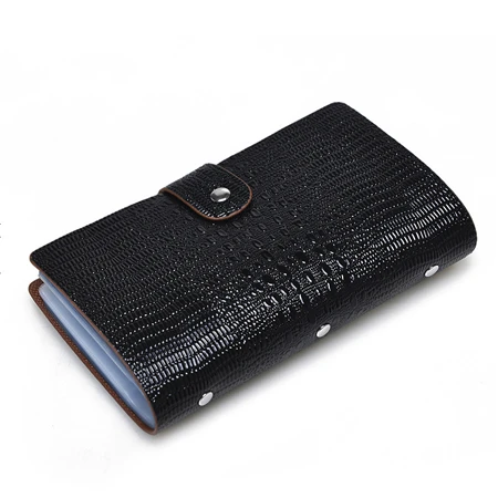 Мода 96 слотов унисекс бизнес-держатель для карт сумки большой емкости кожа ID Bank чехол для кредитных карт Хранитель сумка для хранения - Цвет: Lizard-black