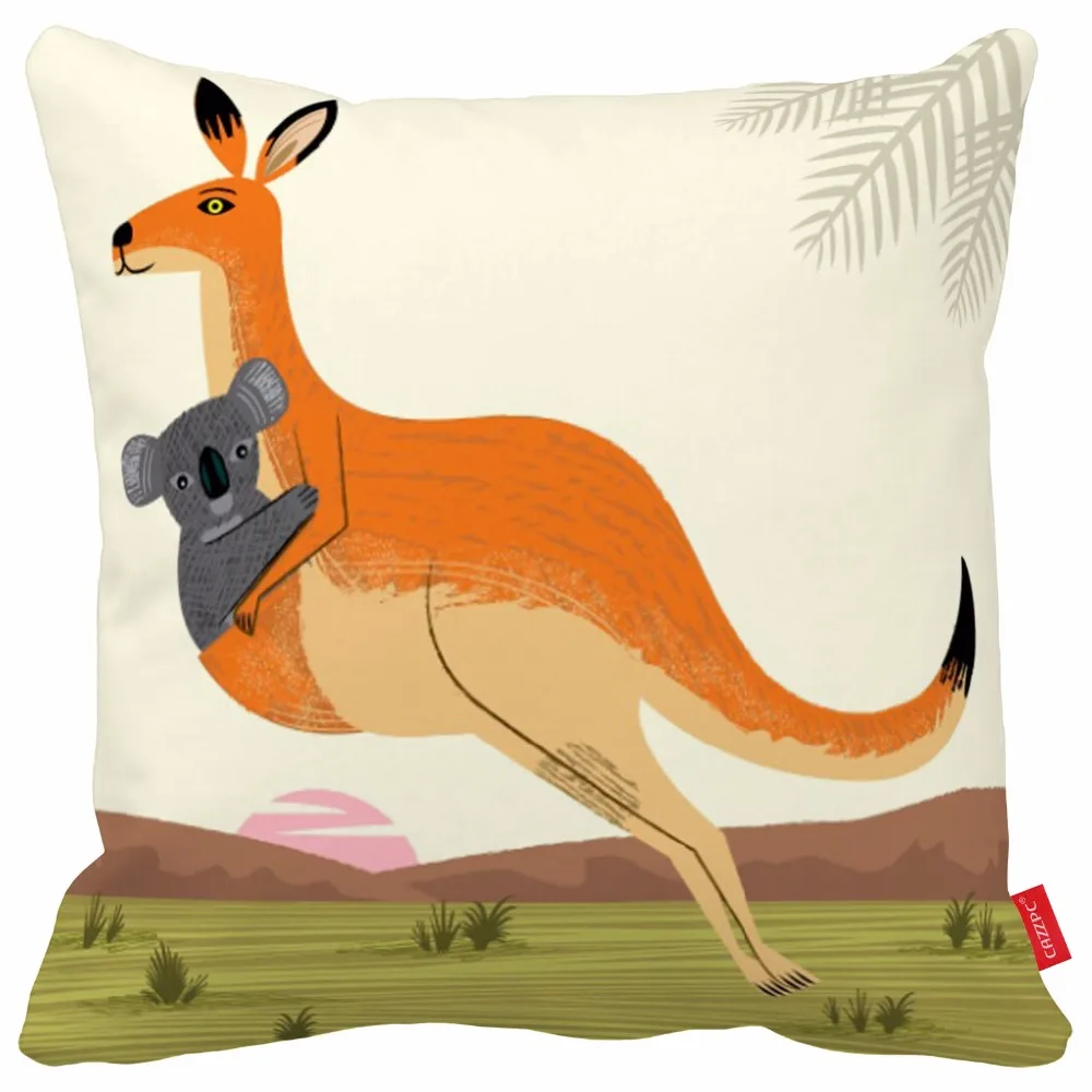 Cute Cartoon Kangaroo Hug Koala Print Car Decorative Throw Pillowcase