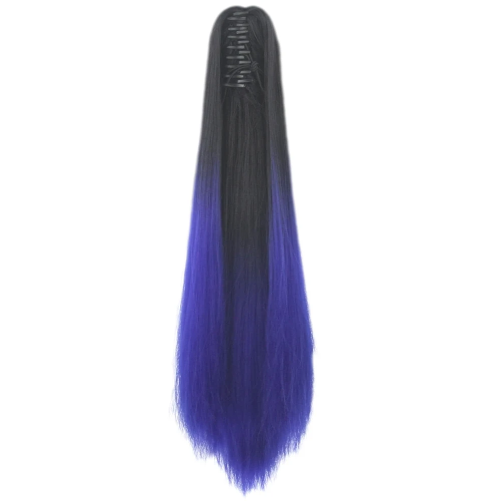 Soowee Synthetic Black to Blue Straight Ombre Hair Extension Hairpiece Claw Ponytail Pony Fairy Tail Hair Pieces Soowee Synthetic Black to Blue Straight Ombre Hair Extension Hairpiece Claw Ponytail Pony Fairy Tail Hair Pieces