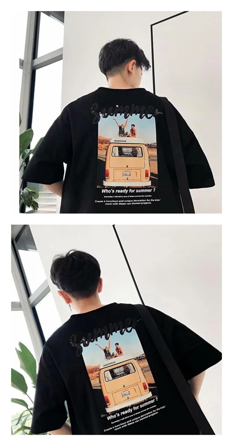 Мужские футболки Харадзюку С буквенным принтом, свободная шикарная уличная одежда, корейский стиль, мужская летняя футболка, топ, базовая белая простая Универсальная футболка