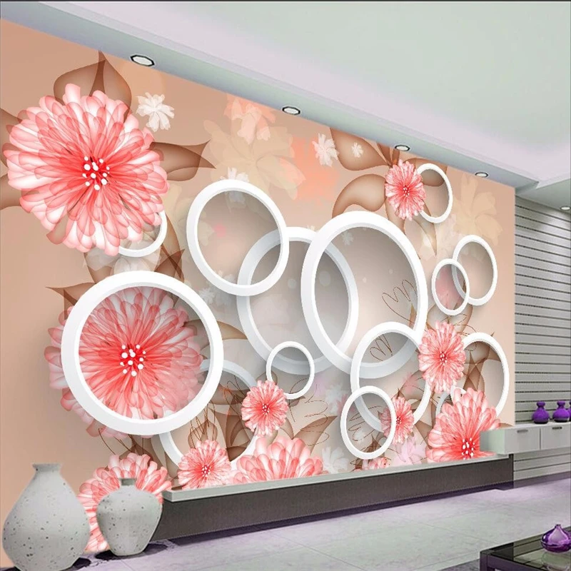 

beibehang 3d wallpaper modern 3D wallpaper bedroom living room hotel circle peony mural papel de parede wall paper home decor