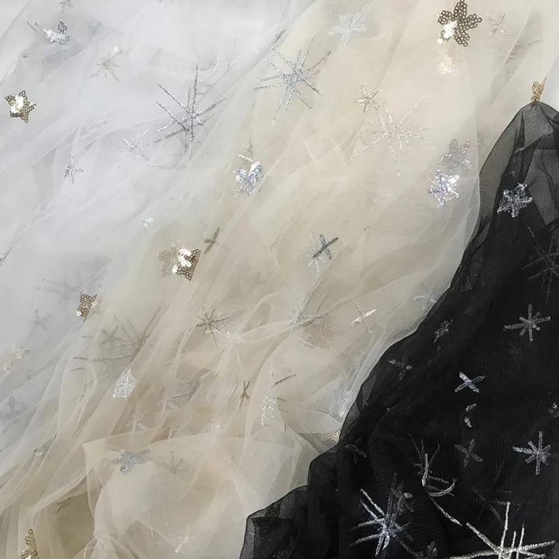 1 м/лот ширина 130 см горячая штамповка звезда тюль ткань блестящая сетка органза для платья вечерние юбки материал для свадебных украшений