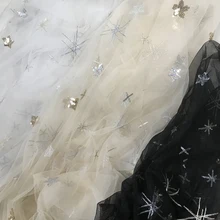 1 м/лот ширина 130 см горячая штамповка звезда тюль ткань блестящая сетка органза для платья вечерние юбки материал для свадебных украшений