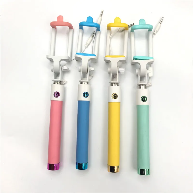 

Mini Selfie Stick With Button Wired Silicone Handle Monopod Universal For iPhone 6 5 Android Samsung Huawei Xiaomi Sticks