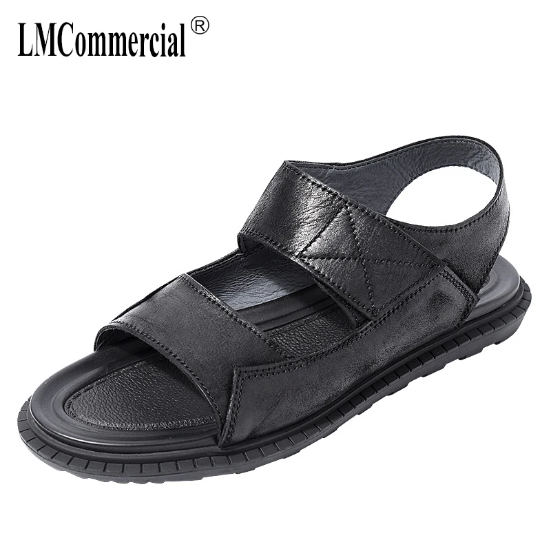 

Genuine Leather mens Sandals summer fashion casual Roman sandals male outside anti-skid beach shoes mens gladiator sandals