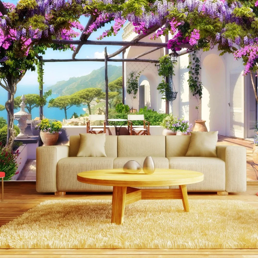 

Custom 3D Photo Wallpaper Flower PavilionWall Wall Mural Living Room Bedroom Vinyl Mural Waterproof Wallpaper Home Decor