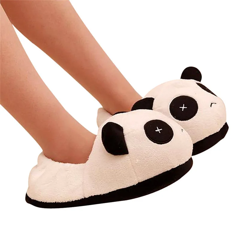 2019  Men Panda Winter Warm Plush Antiskid Indoor Home Slippers pantuflas Mans footwear men shoes 40JA2905