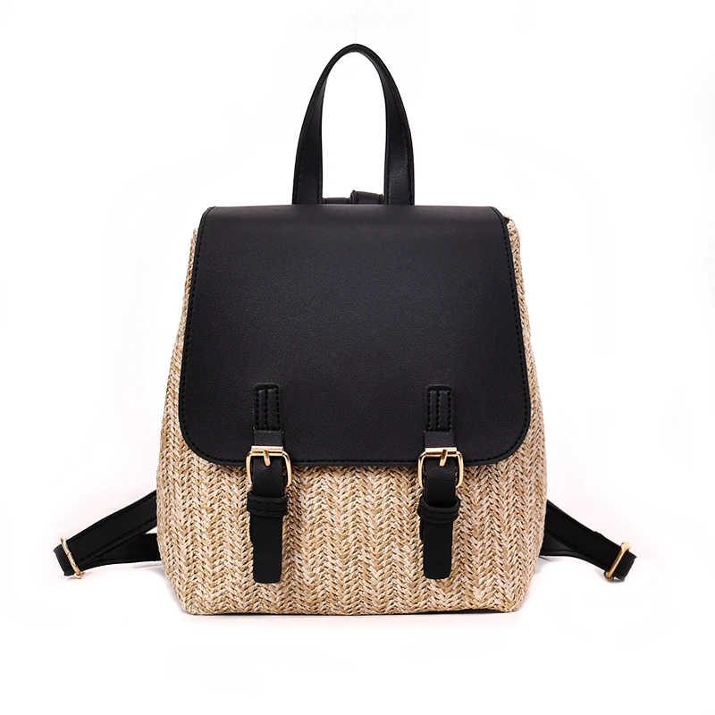 

Preppy Style Straw Backpack For Women 2019 Summer High Quality PU Leather Female Backpacks Travel Bags Girls Books Backpacks
