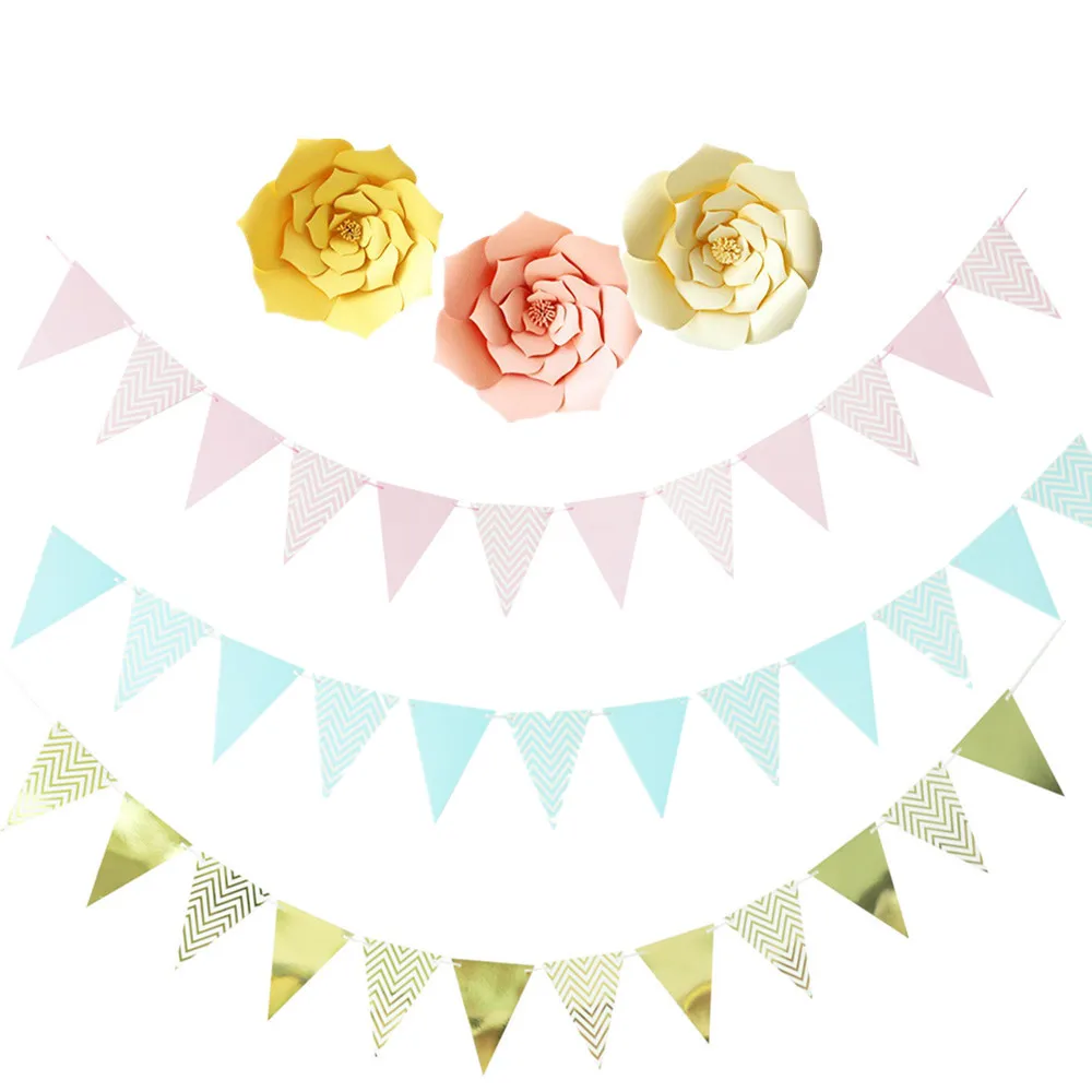 

1pc 3m Gold sliver bronzing paper banner wedding ,birthday party,Kids party DIY hanging pennants party decorations supplies