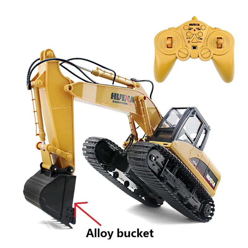 

HuiNa RC Car 15 Channel RC Crawler Kit 2.4G 1/14 RC Excavator Charging With Battery RC Alloy Excavator RTR Toys for kids Gift