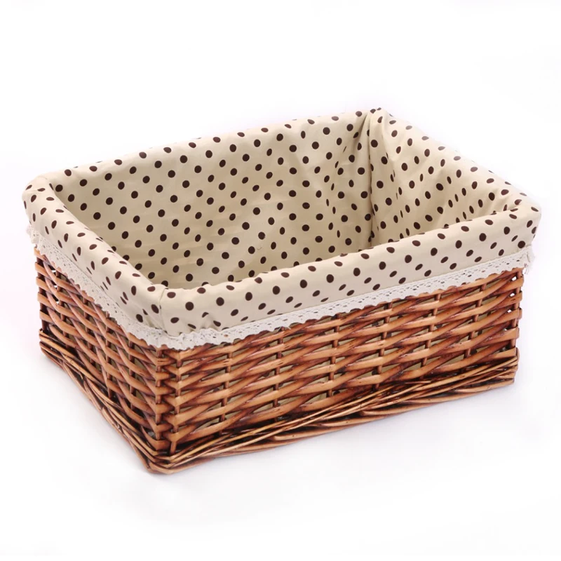 Плетеная корзина для белья ручной работы квадратная коробка в горошек с