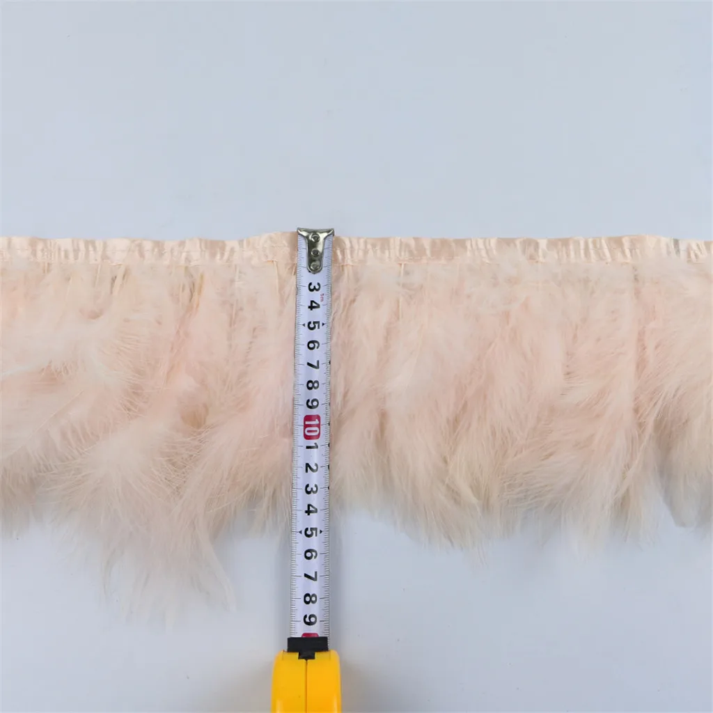 2 Pieces 2m Long Turkey Hackle Feather Fringe Trim 5-6 inch Width Multi Use for Home Wedding Party Sewing Decorating - Well-dyed