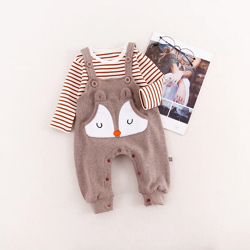 

Baby suit with two pieces of striped baby hot style two pieces of baby climbing suit baby clothes