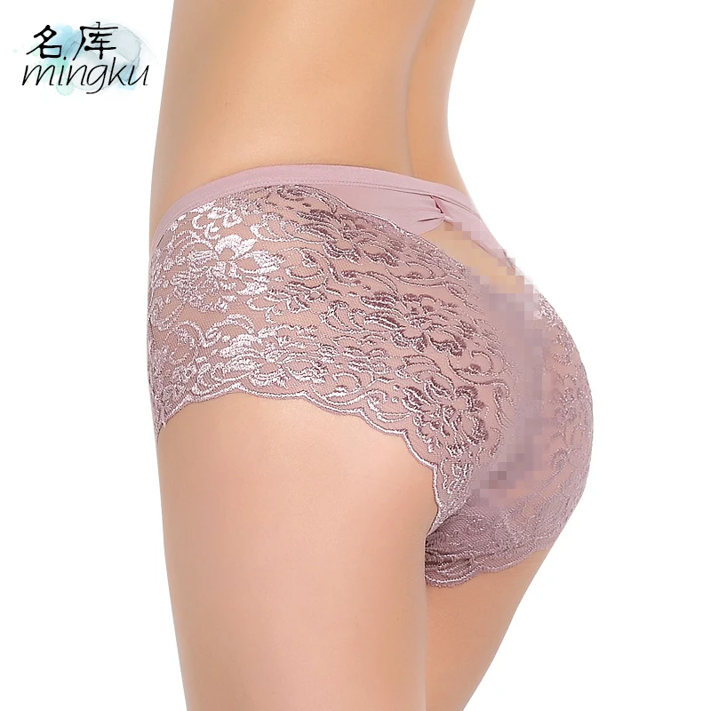 Women underwear Sexy panties Lace woman crotchless culotte femme knickers antibacterial fiber soft transparent cueca briefs