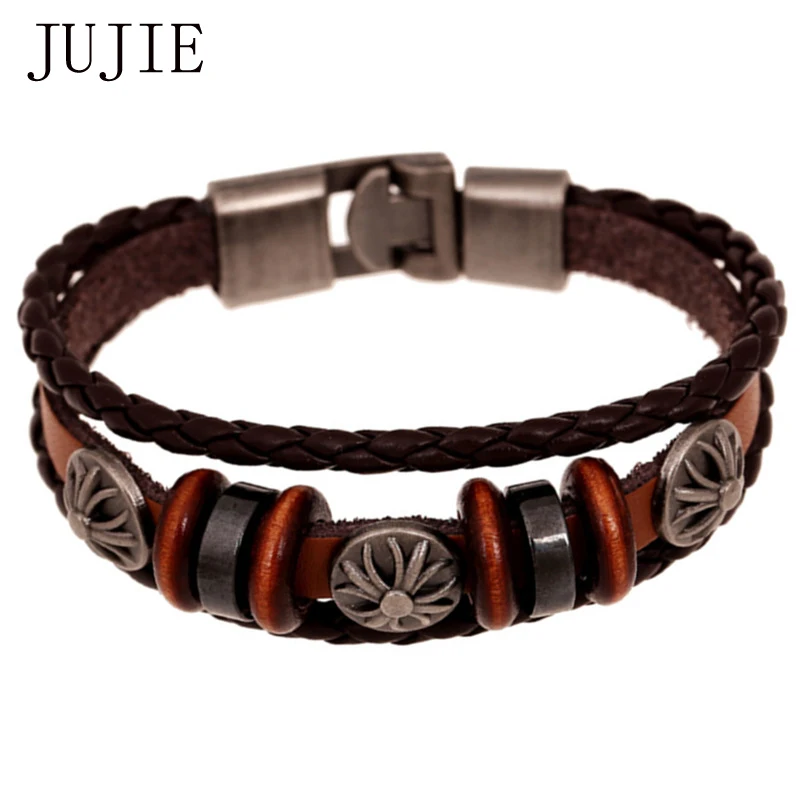 

JUJIE Leather Bracelets New Arrive Hot Sale Fashion Personality Bracelets Trendy Light Brown Bracelets For Friends - 5