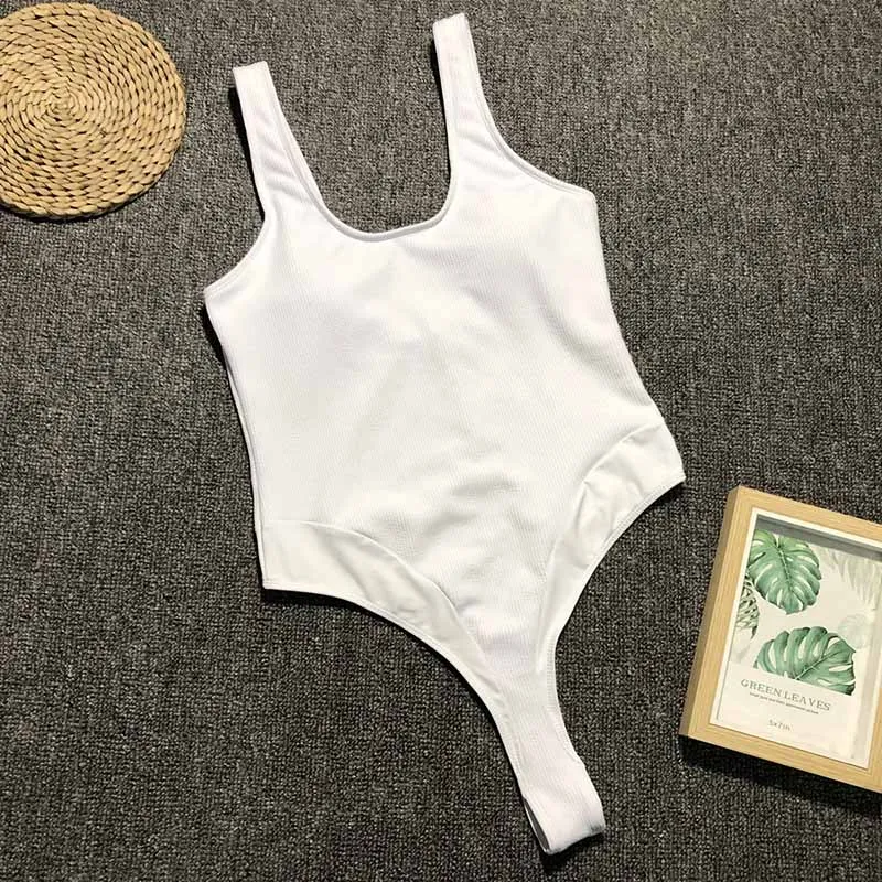 Black White Solid One Piece Swimsuit Women Mujer Swimwear Push Up Bodysuit Fitness Swimming Suit For Women Bathing Suit