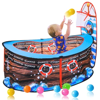 

Baby Pirate Ship Tent Kids Ball Pits Portable Pool Foldable Play House Infant Pool Balls With Basket Outdoor Toy For Children