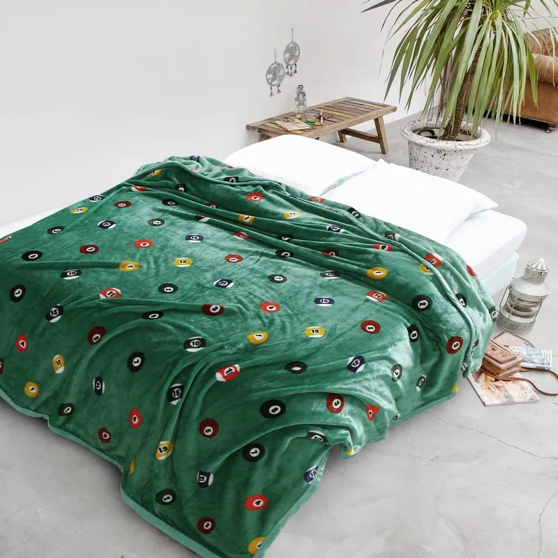 

Hot Billiard pattern blue pattern blankets on the bed King Queen Full Twin size throws bedclothes kids adult baby soft blankets
