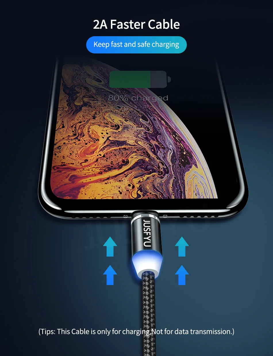 360 светодиодный Сильный магнитный кабель для мобильных телефонов iPhone 6 7 8 X Android Micro usb type C мульти-технологический зарядный кабель