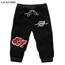 Lacontrie Anime Naruto Akatsuki Casual Short Pants Summer Sweat Pockets Cartoon Cosplay Jogger Fitness Knee Length Trousers