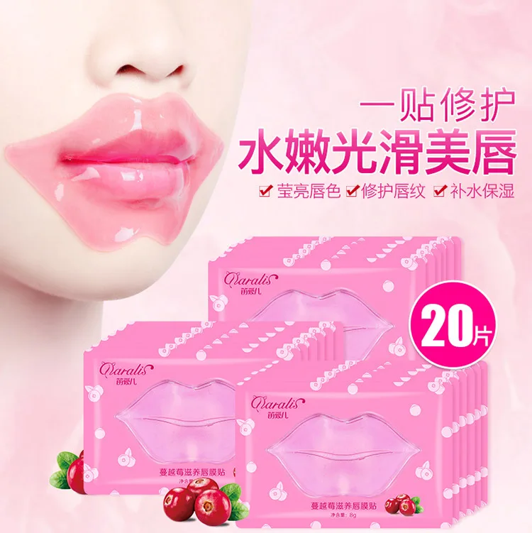 20pcs new Women Crystal Collagen Lip Mask Pads Moisture Essence Anti Ageing Wrinkle Patch Pad Gel Lip Care Dilute the Lip Color