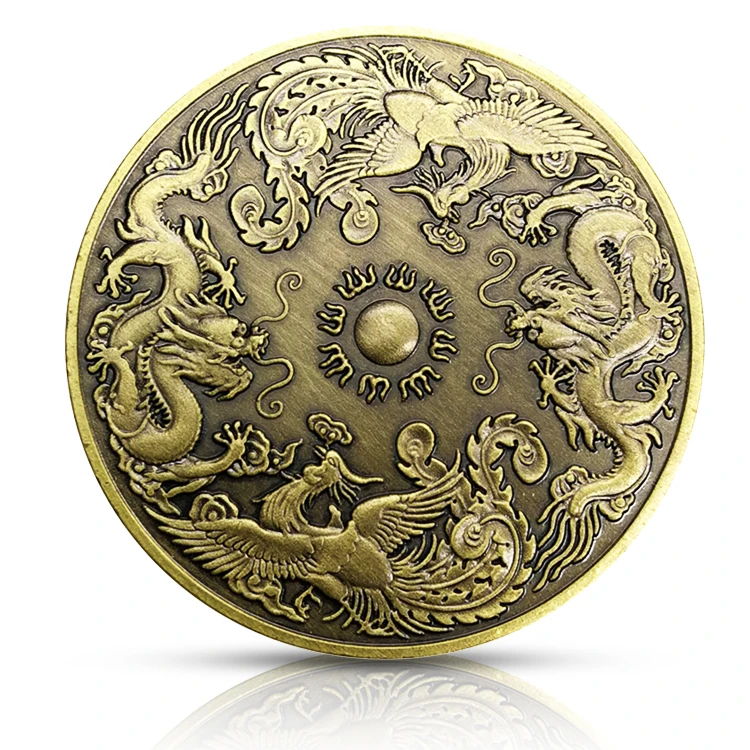 

Lucky Chinese Dragon Phoenix Souvenirs Coins Collection Coin Badge Crafts