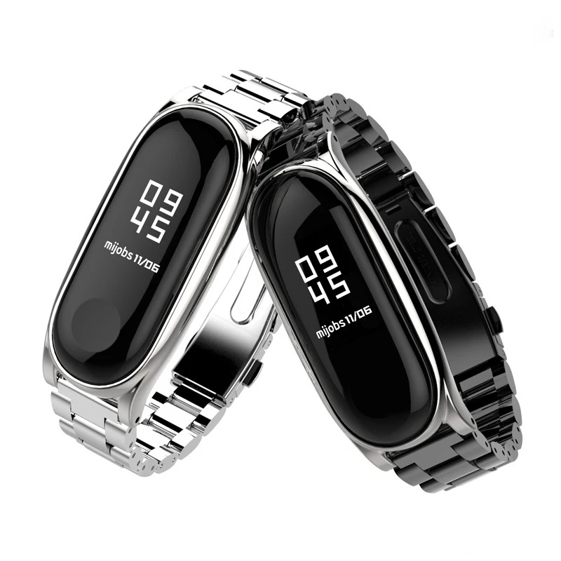 Металлический ремешок из нержавеющей стали для Xiaomi mi band 3 4 Классический сменный