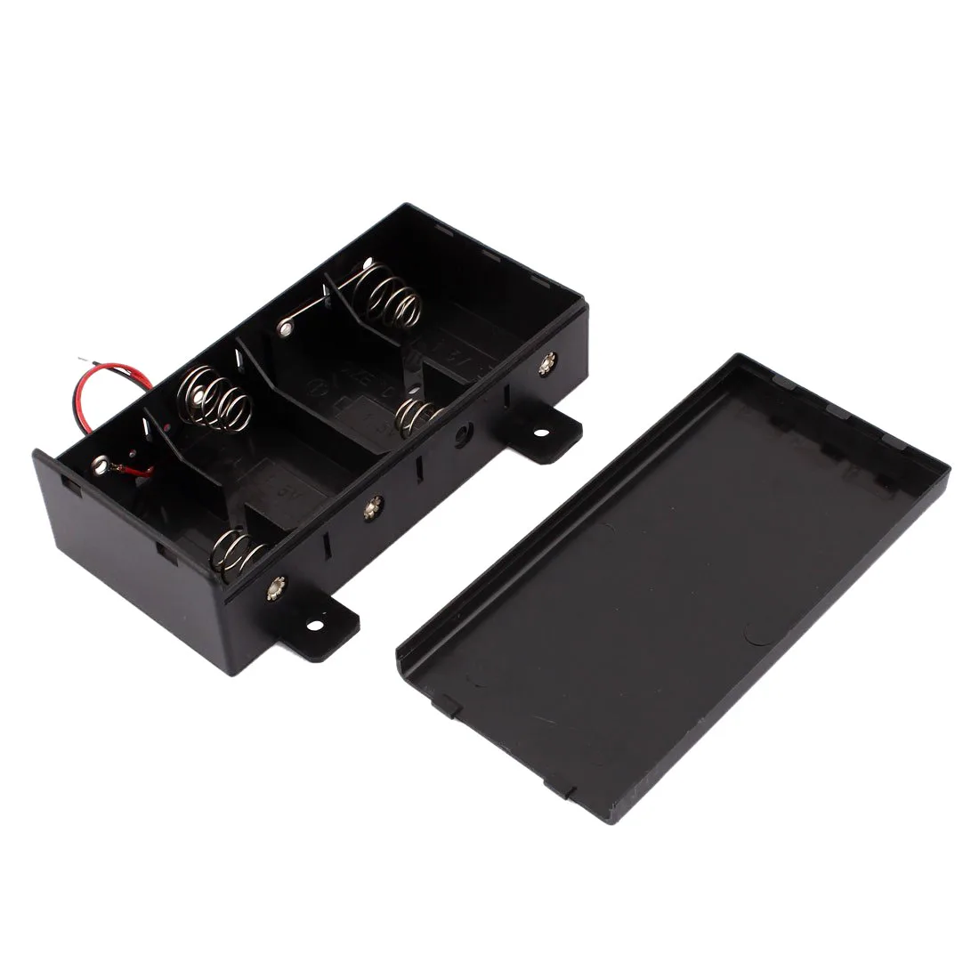 

Wire Leaded Battery Holder Case Box with Cover for 4 x D Size Batteries