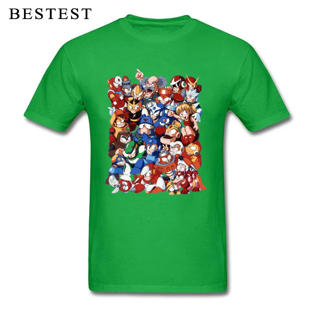 Custom Classic Mega Man characters 7427 T-shirts for Men Fashion Father Day O-Neck 100% Cotton Short Sleeve T-shirts T Shirts Classic Mega Man characters 7427 green