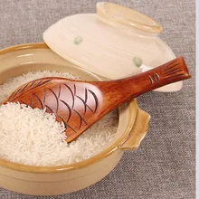 Деревянный рыбок рисовая пища кухонная Ложка инструменты, крем Чай ложки ложка посуда лопатка аксессуары k10