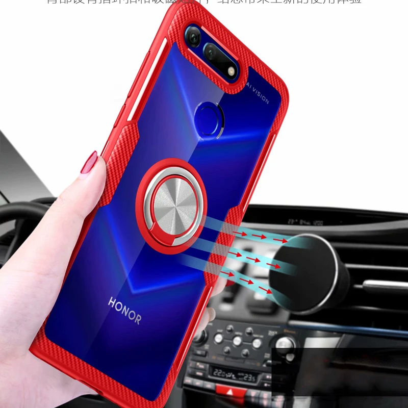 Чехол V20 для Huawei Honor View 20 Роскошный прозрачный чехол из углеродного волокна