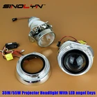 Sinolyn 3.0 inches LED Angel Eyes Halo DRL HID Bi-xenon Lens Projector Headlight Retrofit 35W 55W H4, Use D2S D2H Bulbs