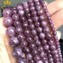 Perles rondes en pierre naturelle de lépidolite, en vrac, pour fabrication de bijoux, bracelet, collier, 4/6/8/10/12 mm, 15