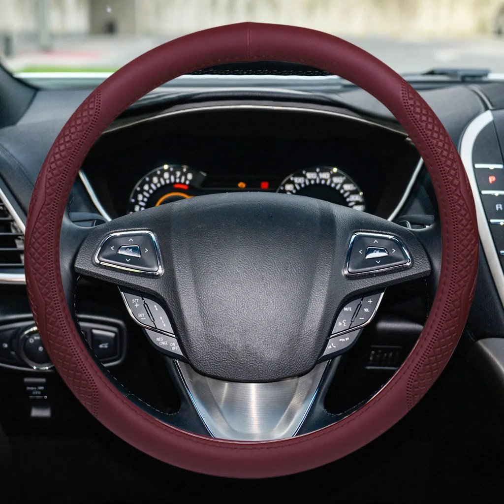 Автомобильный руль 38 см Кожаный сшитый вручную кожаный чехол рулевого колеса автомобиля подходит для большинства автомобилей Стайлинг#30