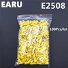 100Pcs E2508 Tube Insulating Insulated Terminal 2.5MM2 14AWG Cable Wire Connector Insulating Crimp E Black Yellow Blue Red Green ► Photo 1/6
