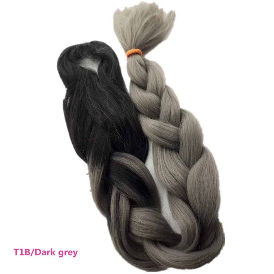 Pervado плетение волос оптом 82 дюйма 1 упаковка 165 г коричневый серый синий красный 2 тона Омбре большие синтетические косы волосы для наращивания - Цвет: T1B/серый