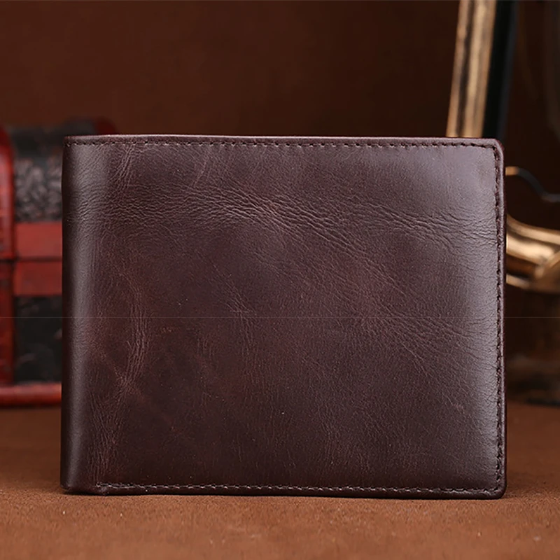 

2017 Famous Brand Genuine Leather Short Wallet For Women & Men Vintage Oil Wax Cowhide Wallets Pocket Card Holder Coin Purse New