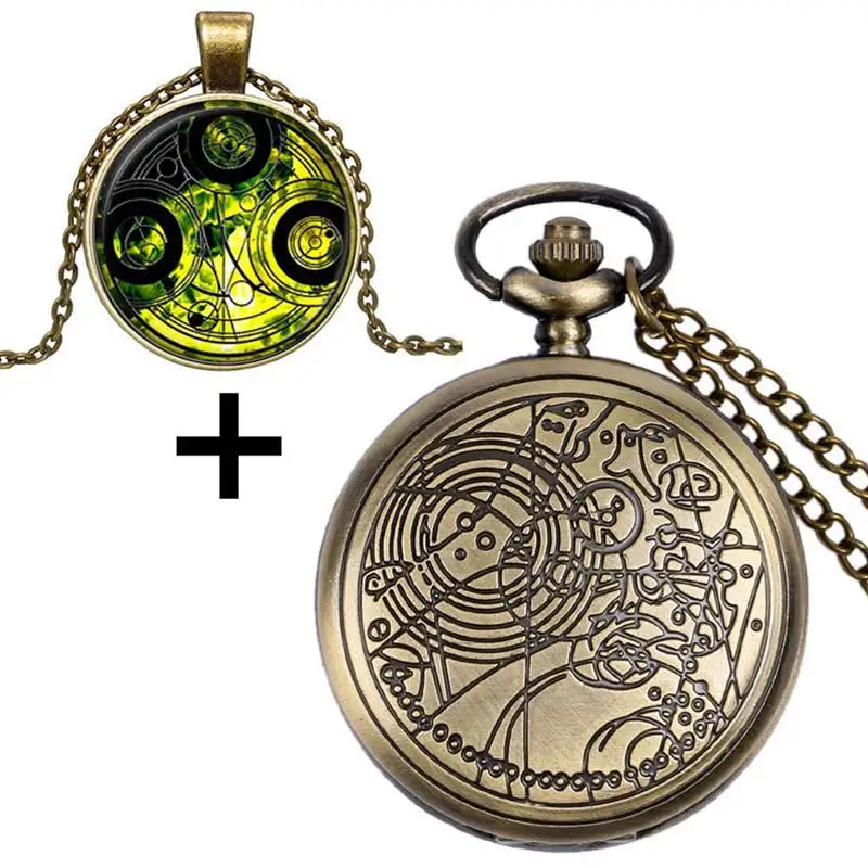 Ретро часы Doctor Who Time Lord, кварцевые карманные часы с символикой Dr. Who, стеклянный купольный кулон, ожерелье, цепь, коробка, папа, топ, подарочный набор - Цвет: 3