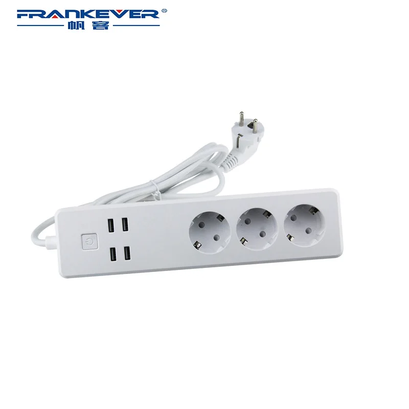 

Frankever NEW Smart WIFI Power Strip Socket 3 Outlet 4 USB Port US/EU/UK Plug Overload Protection with APP Control FK-PS155
