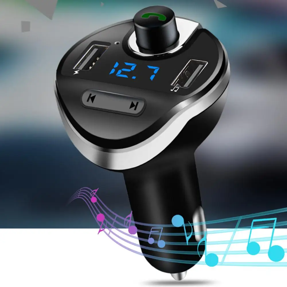 Hands free Bluetooth MP3 Player Dual USB Port Cigarette Lighter Car