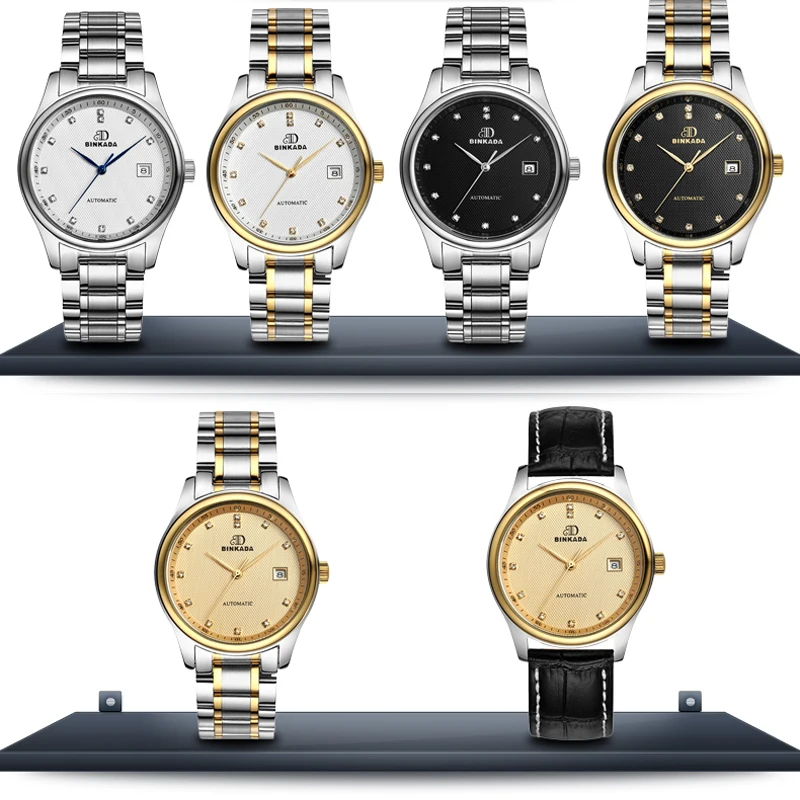 BINKADA 2019 relojes automáticos de moda para hombre, reloj de oro mecánico de marca de lujo, reloj de pulsera de acero inoxidable impermeable para hombre - 2