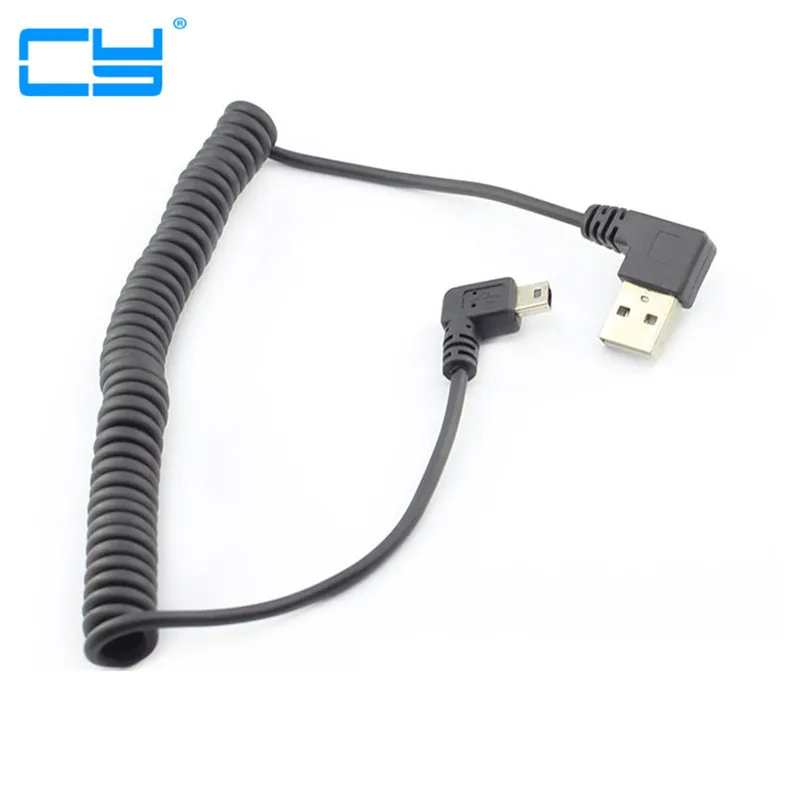 

MP3 mp4 USB 2.0 to Mini USB Cables Mini USB Right Angle Coiled Spiral Spring Data Charging Cable for mini USB interface