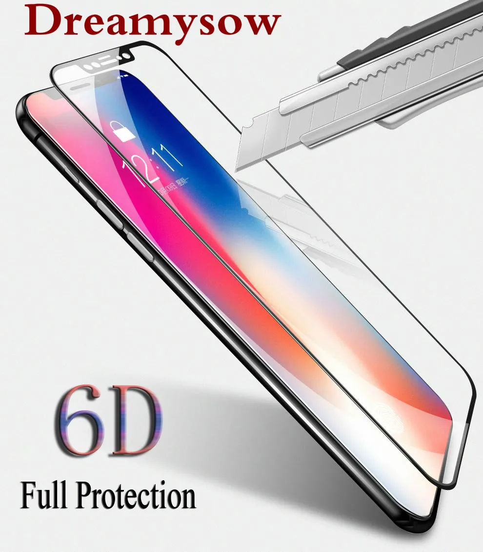 

Dreamysow 6D Curved Tempered Glass For iphone 8 7 6 6S XS XR Full Cover Anti-Explosion Screen Protector for iPhone 7 8 6 6S Plus