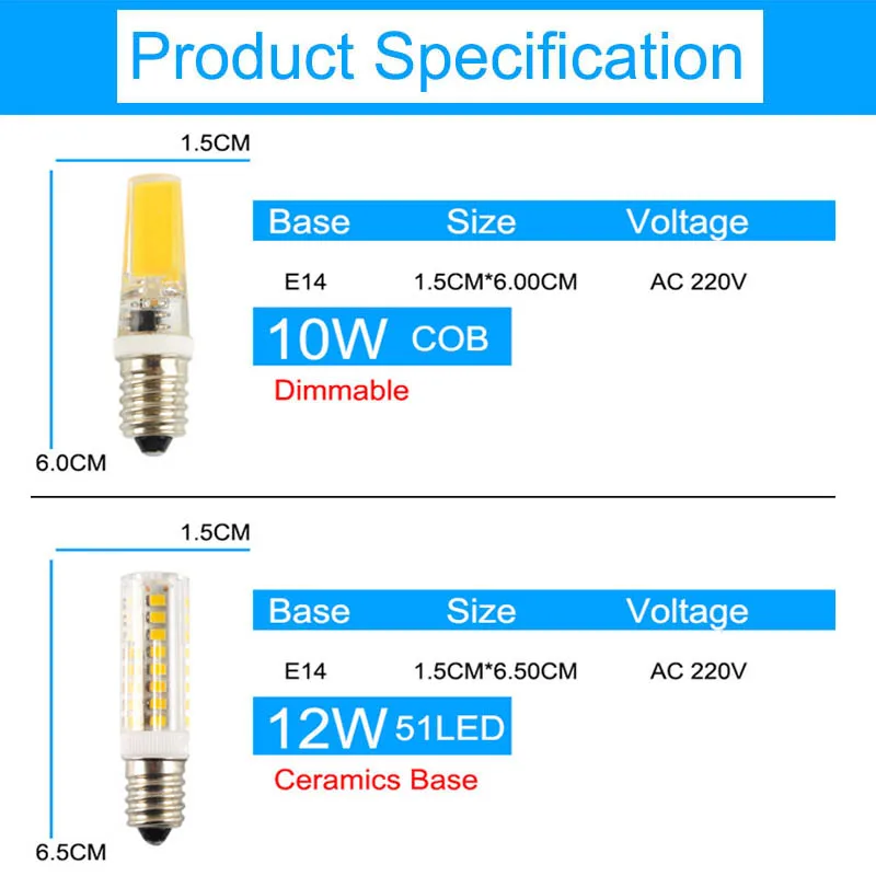 GreenEye Мини светодиодный E14 Лампа 220V 6 Вт 10 Вт 12 Вт COB освещение свет заменить галогенные Прожектор люстра лампада ампулы Lampara