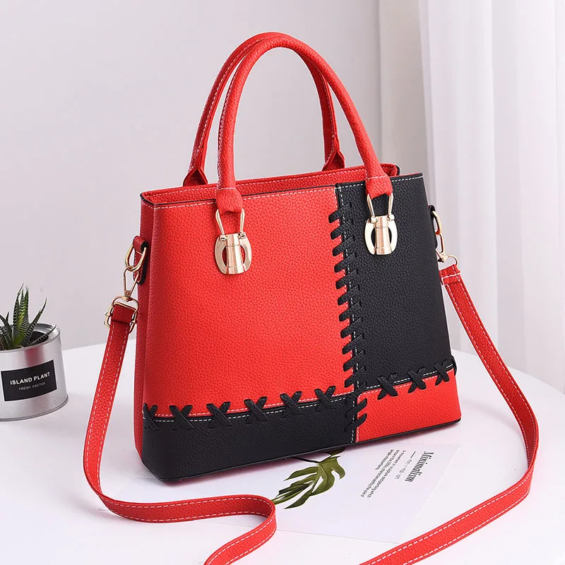 PU Leather Women Stitching Handbag Fashion Female Holiday Shoulder Bags INS Lady Casual Messenger Bag Exquisite Crossbody SS7282 (1)