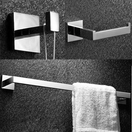 

Free shipping,304# Stainless Steel Bathroom Accessories Set,Robe hook,Paper Holder,Towel Bar,Soap basket,bathroom sets