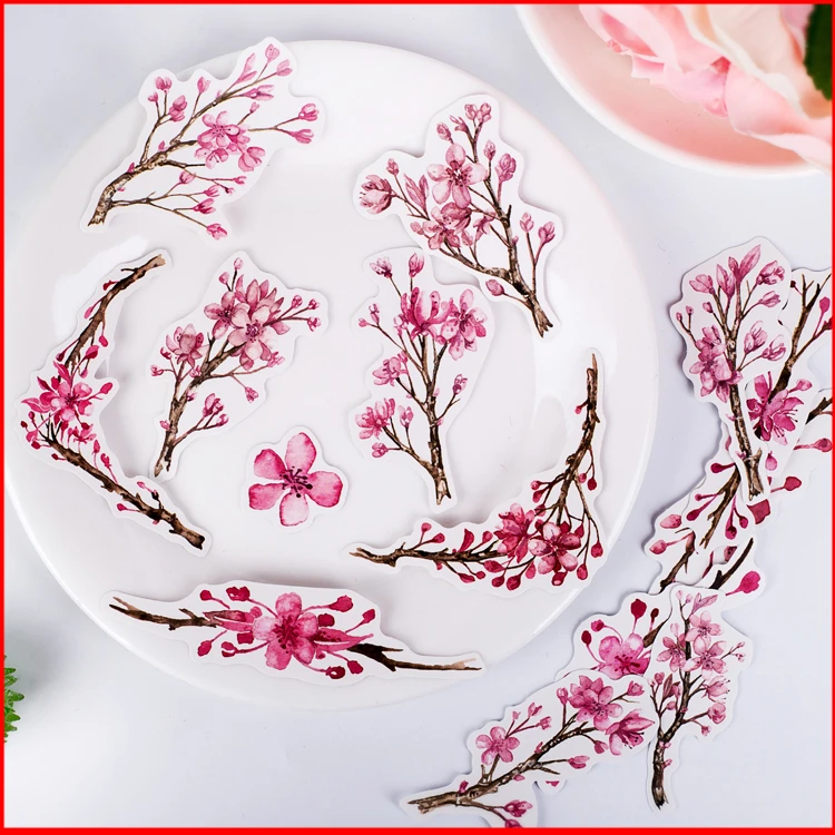 

14 pcs cherry blossoms personalized scrapbook Stickers scrapbooking material personalized sticker happy planner decoration craft