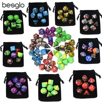 

Double Color Polyhedral Plastic Dice with Drawstring Bag for Dungeons and Dragon RPG Board Games d4 d6 d8 d10 d12 d20 d%