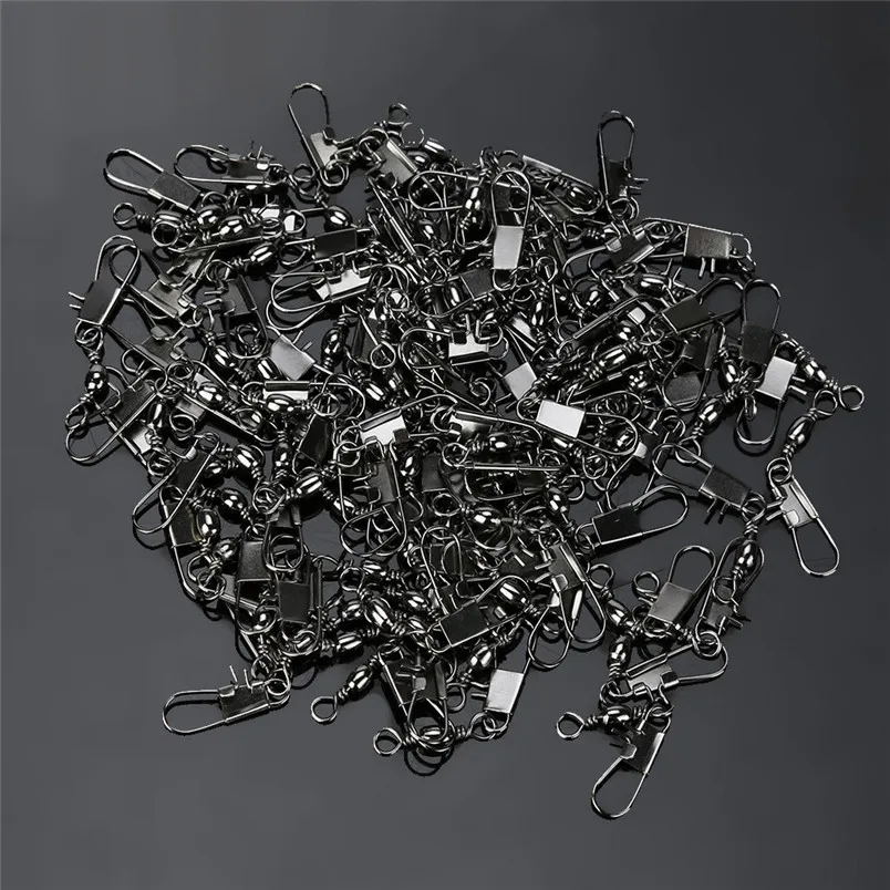 100pcs Fishing Barrel Swivel Pin Connector Solid Rings With Interlock Snap Alloy Fishing tools new fishing accessories #4O04 (1)