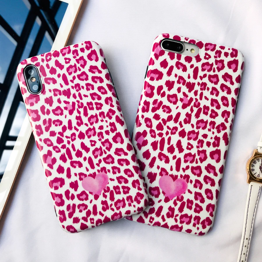 

case for iphone XR XS MAX X 7 8 Plus case cover pink leopard painted soft silicon phone bag case for iphone 6 6s plus capa funda